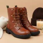 ⁦بسطار جلد للنساء لون عسلي⁩ - الصورة ⁦11⁩