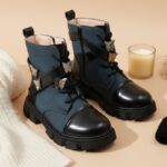 ⁦جزمة للأطفال لون أسود وكحلي⁩ - الصورة ⁦6⁩