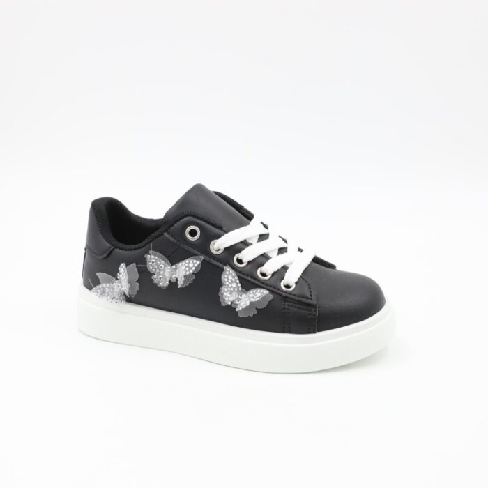 ⁦حذاء رياضي برباط للأطفال لون أسود⁩ - الصورة ⁦3⁩