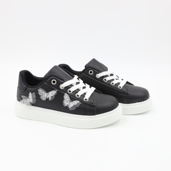 ⁦حذاء رياضي برباط للأطفال لون أسود⁩ - الصورة ⁦4⁩