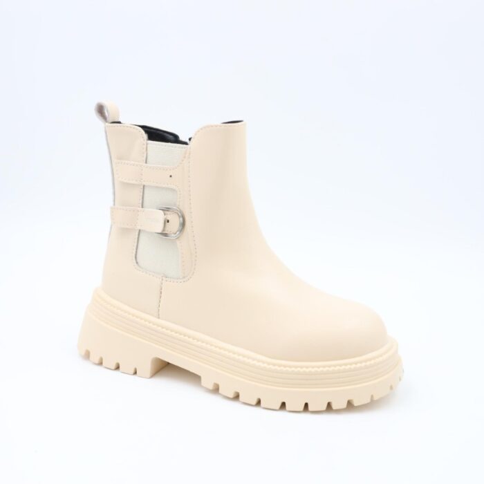 ⁦بسطار جلد للأطفال لون بيج⁩ - الصورة ⁦3⁩