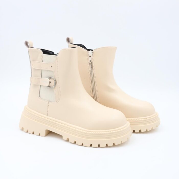 ⁦بسطار جلد للأطفال لون بيج⁩ - الصورة ⁦4⁩