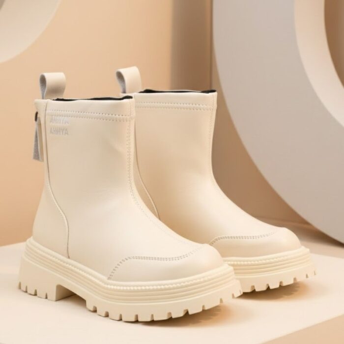 ⁦بسطار جلد للأطفال لون بيج⁩ - الصورة ⁦7⁩