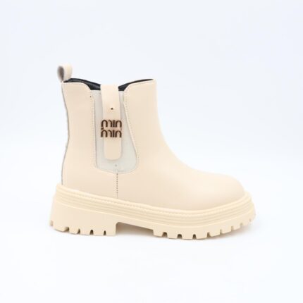 بسطار جلد للأطفال لون بيج