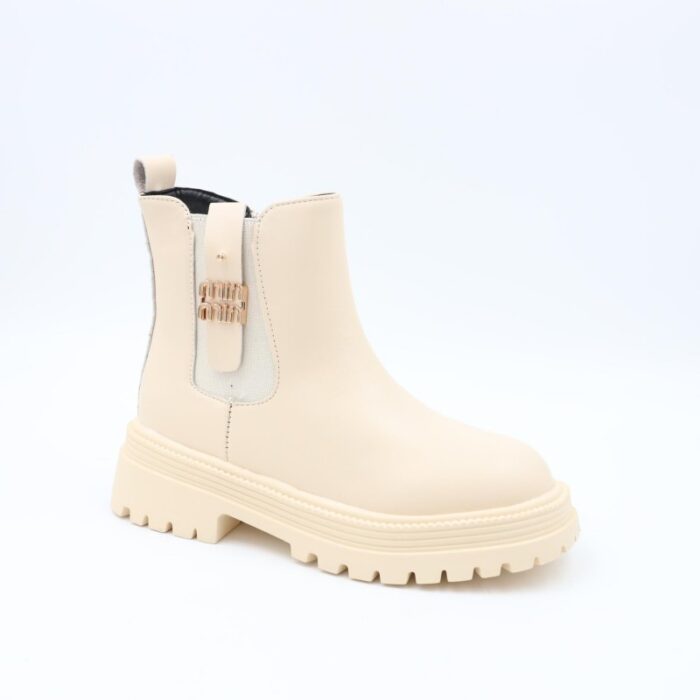 ⁦بسطار جلد للأطفال لون بيج⁩ - الصورة ⁦2⁩