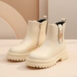 ⁦بسطار جلد للأطفال لون بيج⁩ - الصورة ⁦6⁩