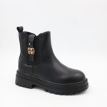 ⁦بسطار جلد للأطفال لون أسود⁩ - الصورة ⁦3⁩