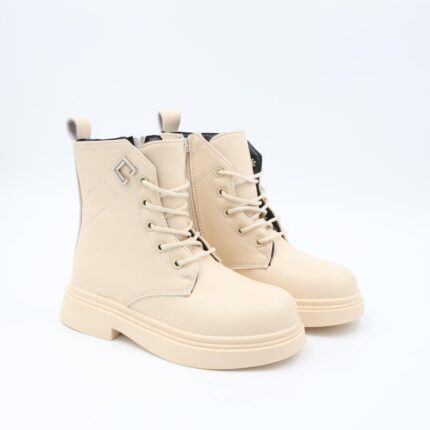 بسطار جلد للأطفال لون بيج