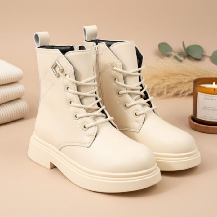 ⁦بسطار جلد للأطفال لون بيج⁩ - الصورة ⁦6⁩