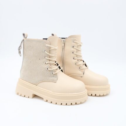 بسطار جلد للأطفال لون بيج