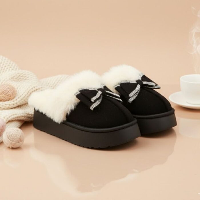 ⁦شبشب شتوي للنساء لون أسود⁩ - الصورة ⁦10⁩