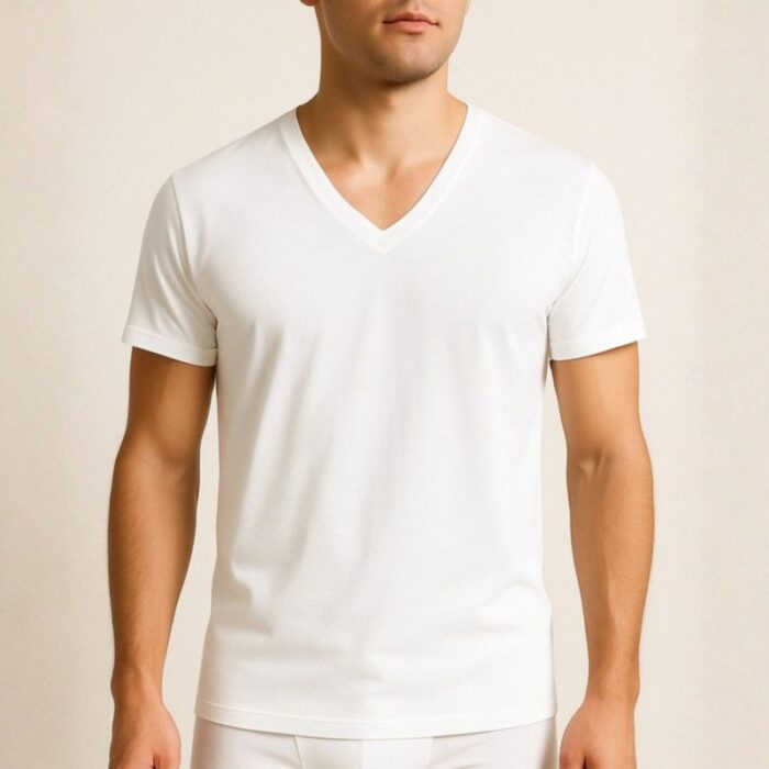 ⁦بلوزة نص كم قبة سبعة لون أبيض قطن من جقليص صناعة سوريا⁩ - الصورة ⁦2⁩