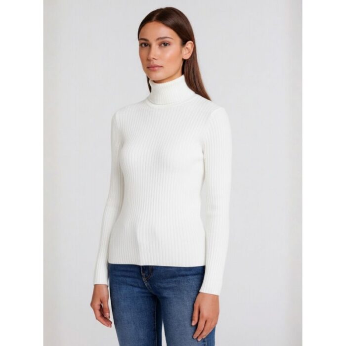 ⁦بلوزة جولف شتوية قبة عالية للنساء لون أبيض One Size⁩ - الصورة ⁦3⁩