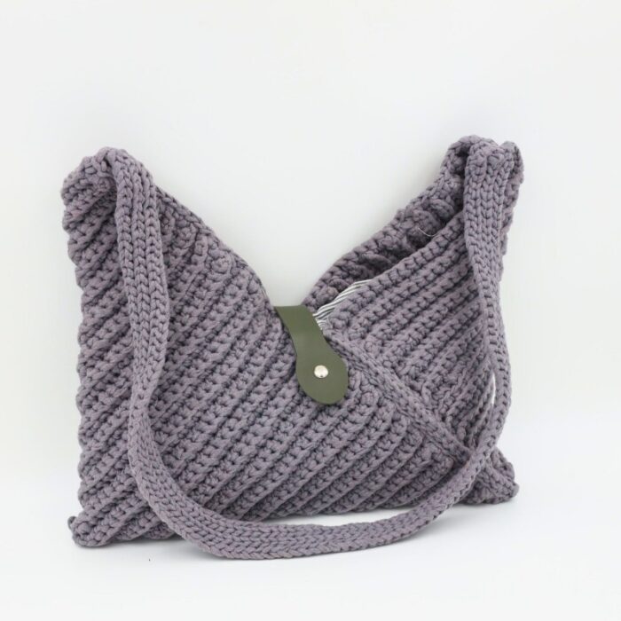 ⁦شنطة كروشية لف لون سكني - نكشة فن⁩ - الصورة ⁦2⁩