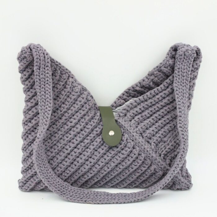 ⁦شنطة كروشية لف لون سكني - نكشة فن⁩ - الصورة ⁦4⁩