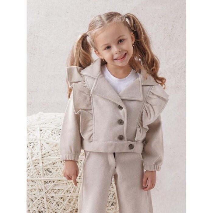 ⁦طقم بناتي قطعتين لون بيج⁩ - الصورة ⁦2⁩