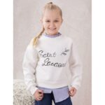 بلوزة بناتي بأكمام طويلة لون أبيض