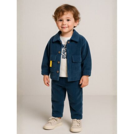 طقم قطعتين للأطفال لون أزرق