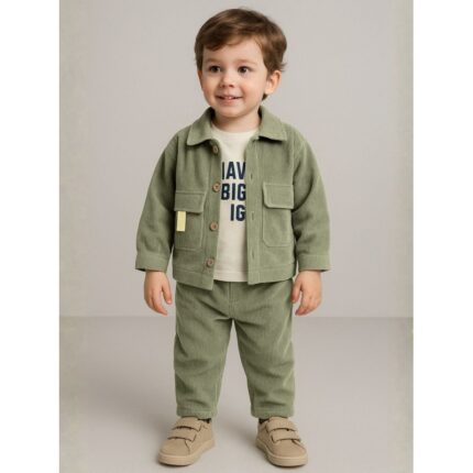 طقم قطعتين للأطفال لون أخضر