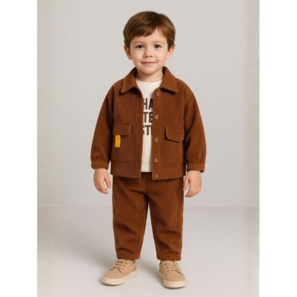 طقم قطعتين للأطفال لون بني