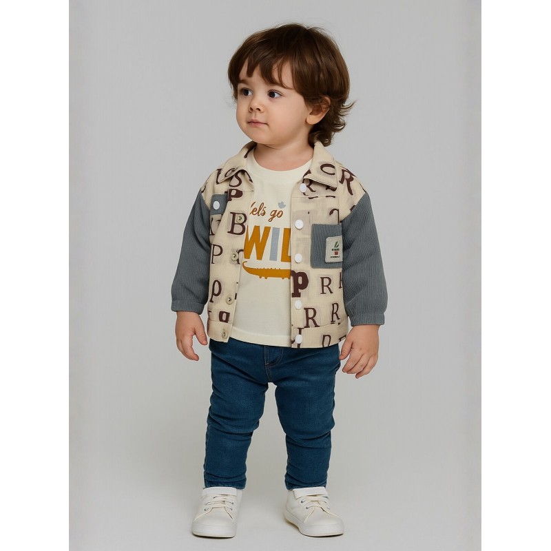 ⁦جاكيت ولادي بأزرار وأكمام طويلة لون ازرق⁩ - الصورة ⁦1⁩