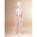 ⁦طقم قميص بناتي +بنطلون مخطط لون زهري⁩ - الصورة ⁦2⁩