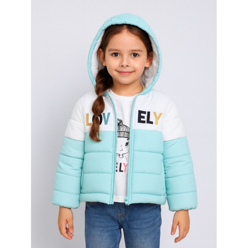 ⁦سترة شتوية مع طاقية للأطفال لون تركواز⁩ - الصورة ⁦1⁩