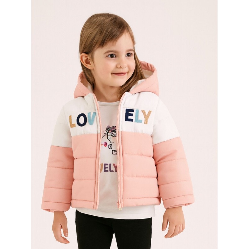 ⁦سترة شتوية مع طاقية للأطفال لون فوشي⁩ - الصورة ⁦1⁩
