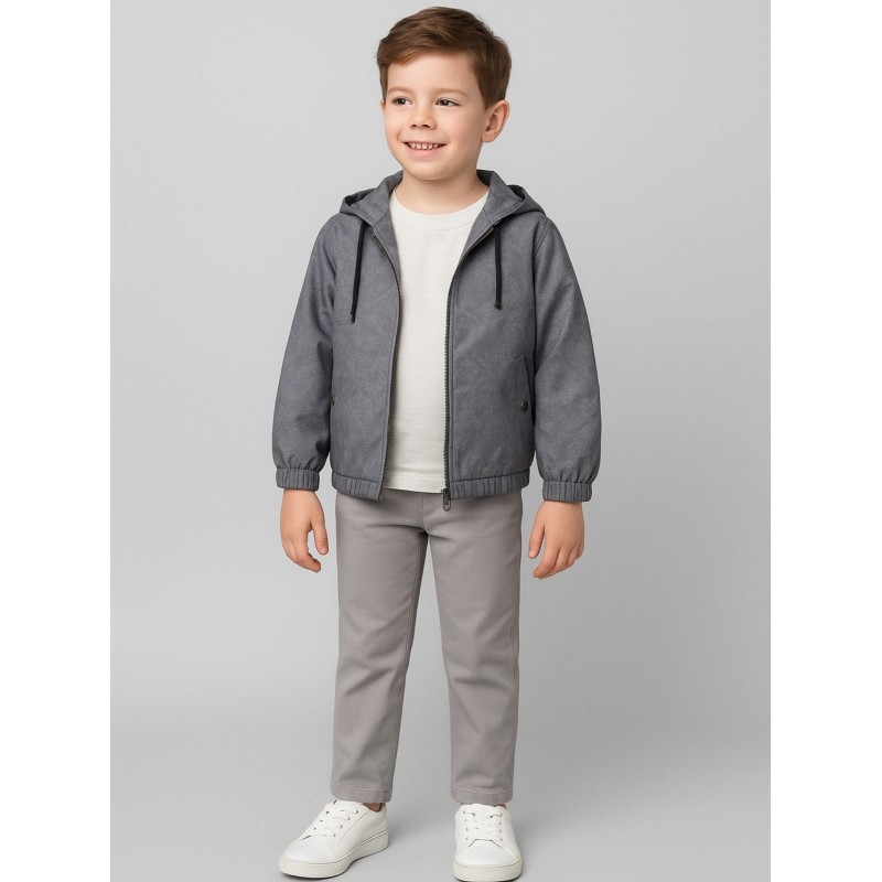 ⁦سترة شتوية مع طاقية للأطفال لون سكني⁩ - الصورة ⁦1⁩