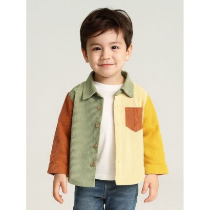 جاكيت ولادي بأزرار وأكمام طويلة بألوان متعددة