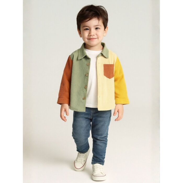 ⁦جاكيت ولادي بأزرار وأكمام طويلة بألوان متعددة⁩ - الصورة ⁦2⁩