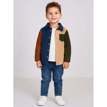 جاكيت ولادي بأزرار وأكمام طويلة بألوان متعددة