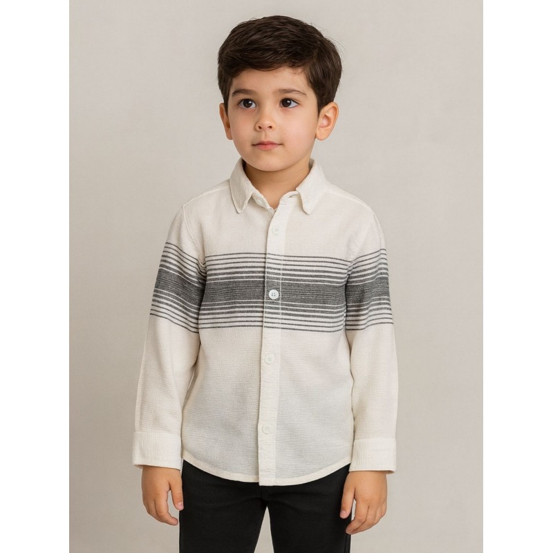 ⁦جاكيت ولادي بأزرار وأكمام طويلة للأطفال لون أبيض وأسود⁩ - الصورة ⁦1⁩