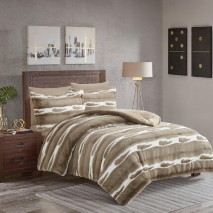 [14112406] طقم غطاء تخت 6 قطع FLOWER WINTER WOLF BEIGE KING 260×240 CM