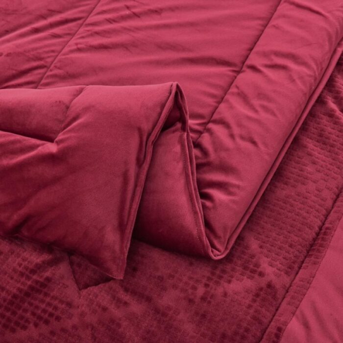 ⁦[14140272] طقم غطاء تخت 4 قطع WEATHER LIMY BURGUNDY TWIN 160X220 CM⁩ - الصورة ⁦2⁩