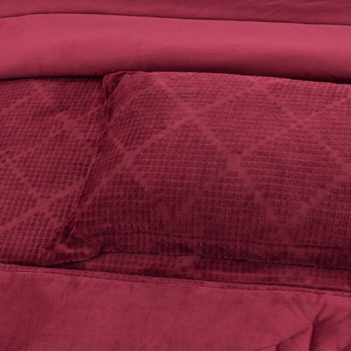 ⁦[14140272] طقم غطاء تخت 4 قطع WEATHER LIMY BURGUNDY TWIN 160X220 CM⁩ - الصورة ⁦3⁩