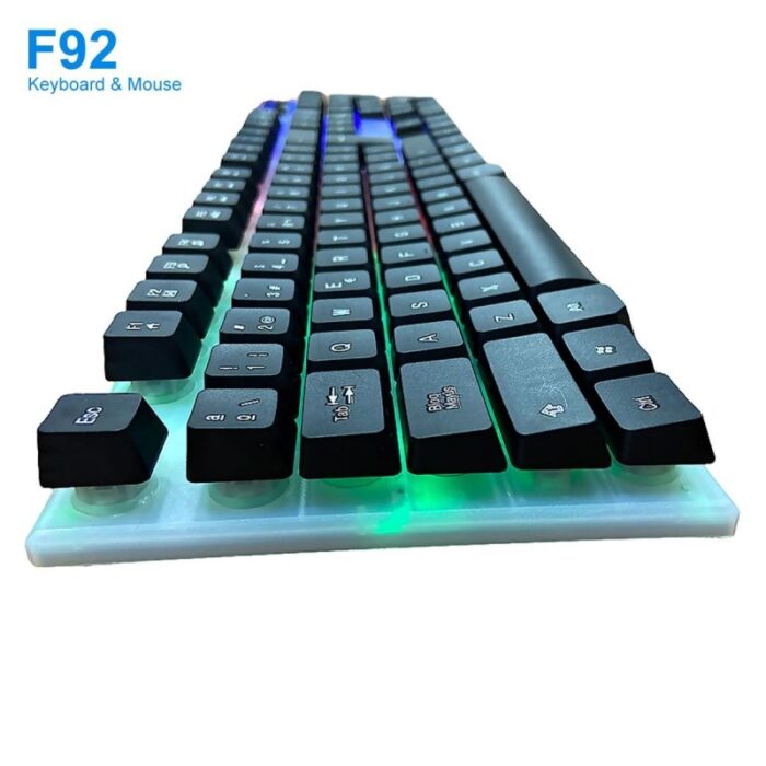 ⁦كيبورد وماوس VIPBEN F92 ضوئي سلكي للألعاب بألوان قوس قزح بإضاءة خلفية⁩ - الصورة ⁦4⁩