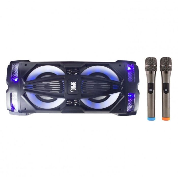 ⁦سبيكر مكبر صوت حجم كبير 12 بوصة مع 2 ميكروفون لاسلكي Boom Bass 9Pro لون أسود⁩ - الصورة ⁦2⁩