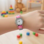 ساعة أطفال لطيفة لون زهري غامق