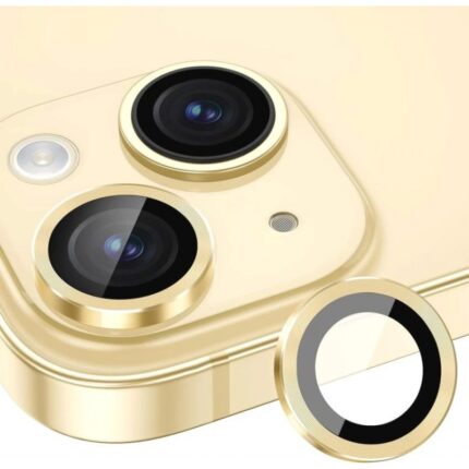 طقم حماية 2 قطع لعدسات كاميرا لايفون 15 لون ذهبي