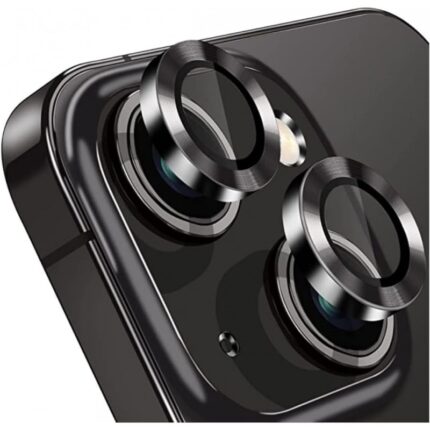 طقم حماية 2 قطع لعدسات كاميرا لايفون 14 لون أسود