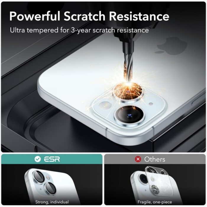 ⁦طقم حماية 2 قطع لعدسات كاميرا لايفون 14 لون أزرق⁩ - الصورة ⁦2⁩