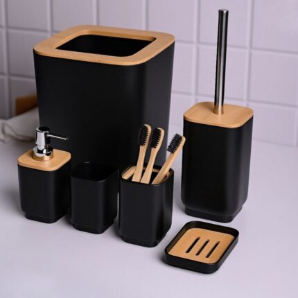 طقم الحمام لون أسود عدد 6