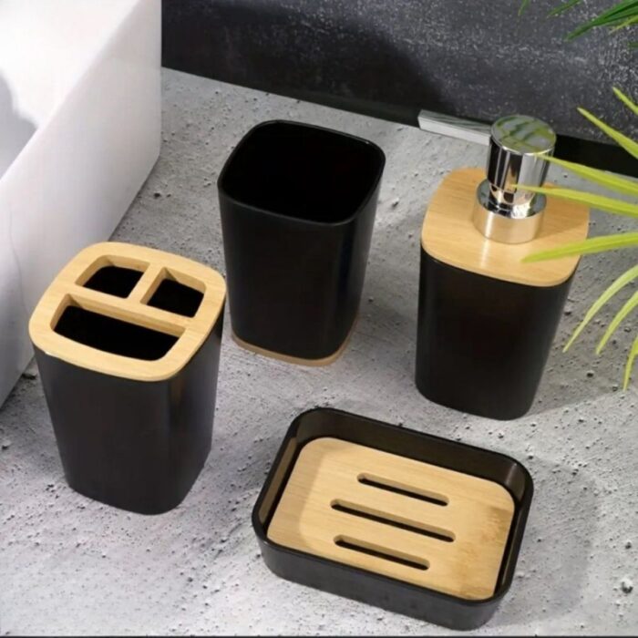 ⁦طقم الحمام لون أسود عدد 6⁩ - الصورة ⁦2⁩