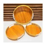 ⁦طقم صواني قش دائرية عدد 3 لون بيج⁩ - الصورة ⁦3⁩