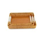 ⁦طقم صواني قش مستطيلة عدد 3 لون بيج⁩ - الصورة ⁦5⁩