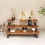 ستاند بهارات خشبي باطار معدني لون بيج