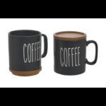 ⁦طقم 6 مجات+ 6كوسترات لون اسود + صينية⁩ - الصورة ⁦3⁩