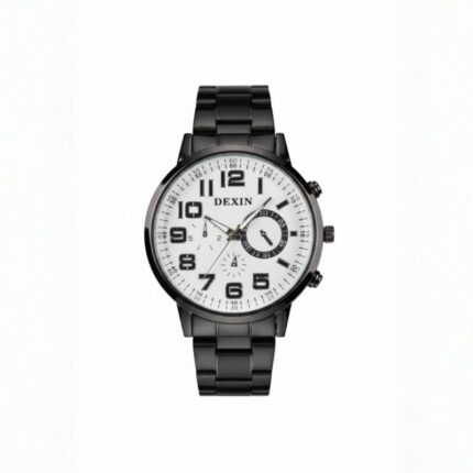 ساعة يد رجالية دائرية ستانلس ستيل