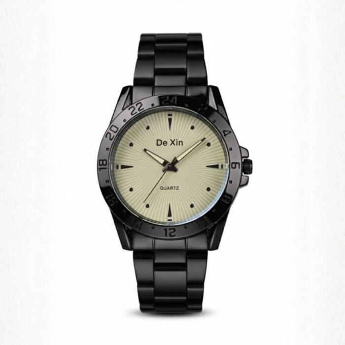 ⁦ساعة يد رجالية دائرية ستانلس ستيل⁩ - الصورة ⁦2⁩